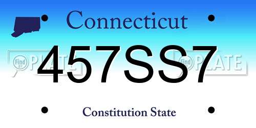 457SS7 Connecticut License Plate