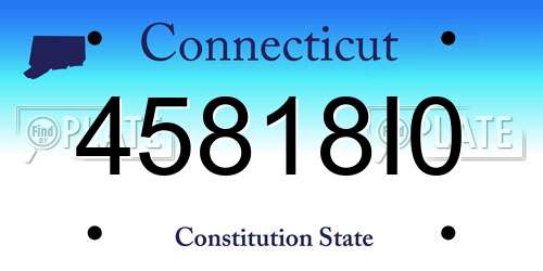45818I0 Connecticut License Plate