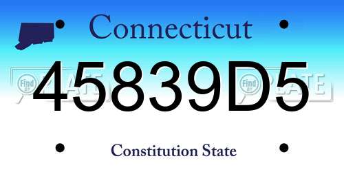 45839D5 Connecticut License Plate