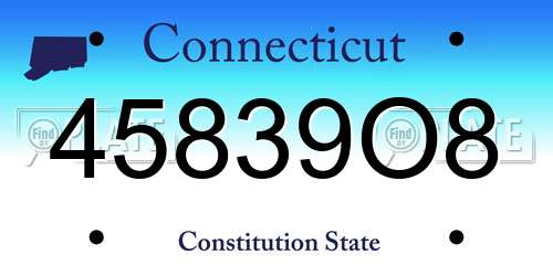 45839O8 Connecticut License Plate