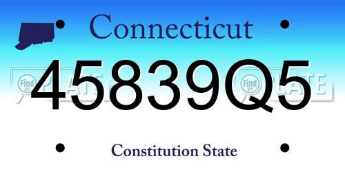 45839Q5 Connecticut License Plate