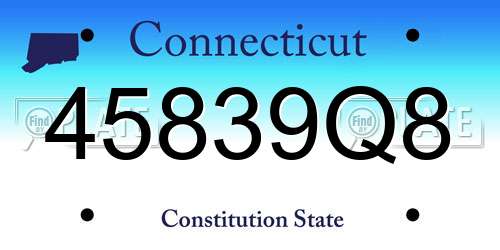 45839Q8 Connecticut License Plate