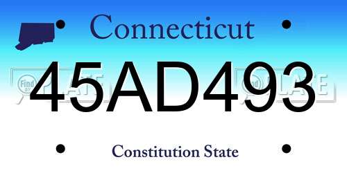 45AD493 Connecticut License Plate