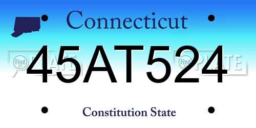 45AT524 Connecticut License Plate