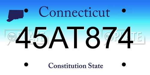 45AT874 Connecticut License Plate