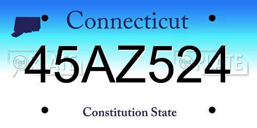 45AZ524 Connecticut License Plate