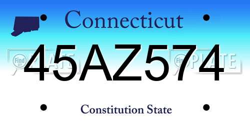 45AZ574 Connecticut License Plate