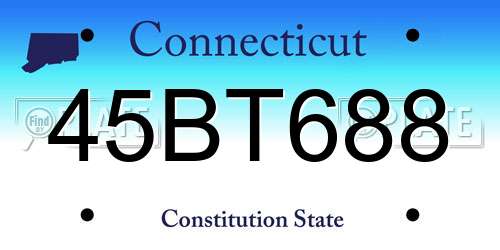 45BT688 Connecticut License Plate