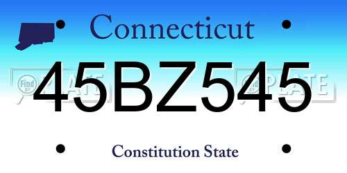 45BZ545 Connecticut License Plate