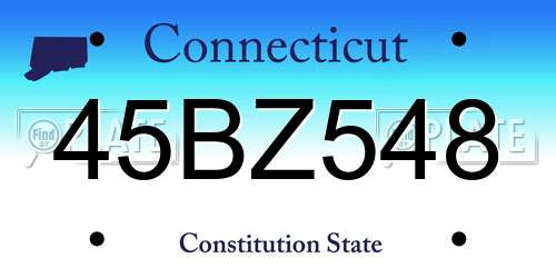 45BZ548 Connecticut License Plate
