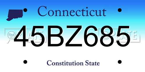 45BZ685 Connecticut License Plate