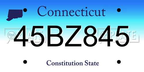 45BZ845 Connecticut License Plate