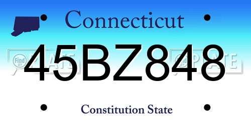 45BZ848 Connecticut License Plate