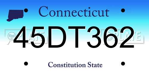 45DT362 Connecticut License Plate