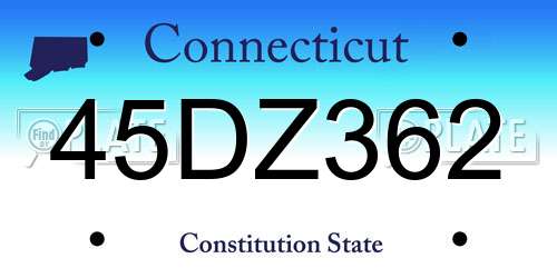 45DZ362 Connecticut License Plate