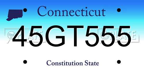 45GT555 Connecticut License Plate