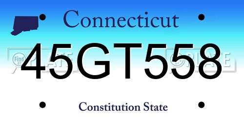 45GT558 Connecticut License Plate