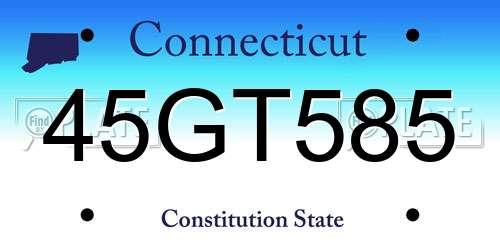 45GT585 Connecticut License Plate