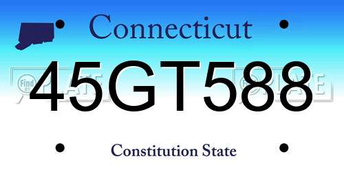 45GT588 Connecticut License Plate