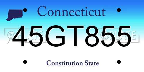 45GT855 Connecticut License Plate