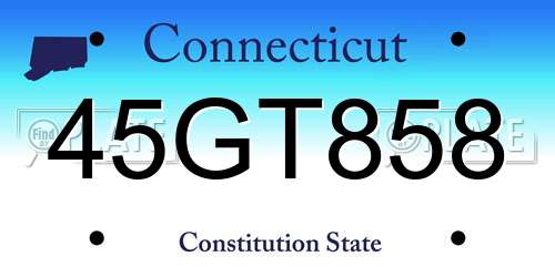 45GT858 Connecticut License Plate