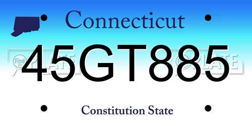 45GT885 Connecticut License Plate