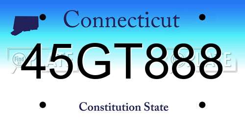 45GT888 Connecticut License Plate