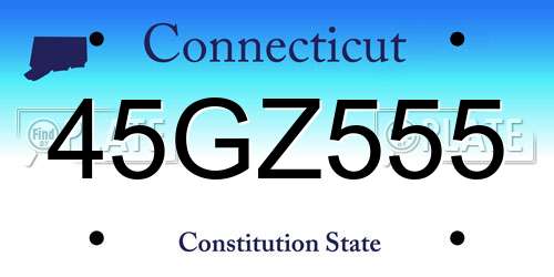45GZ555 Connecticut License Plate