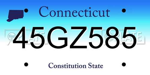 45GZ585 Connecticut License Plate