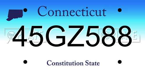 45GZ588 Connecticut License Plate