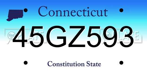 45GZ593 Connecticut License Plate