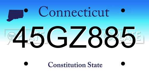 45GZ885 Connecticut License Plate