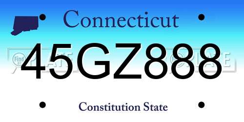 45GZ888 Connecticut License Plate