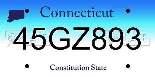 45GZ893 Connecticut License Plate