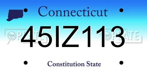 45IZ113 Connecticut License Plate