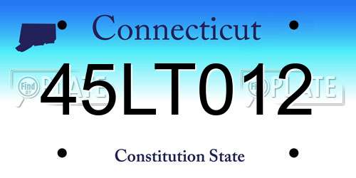 45LT012 Connecticut License Plate