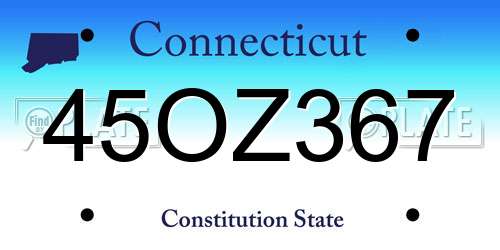 45OZ367 Connecticut License Plate