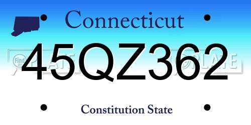 45QZ362 Connecticut License Plate