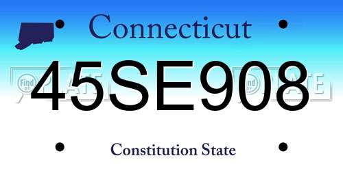 45SE908 Connecticut License Plate