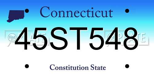 45ST548 Connecticut License Plate