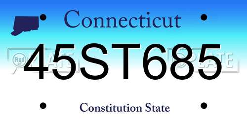 45ST685 Connecticut License Plate