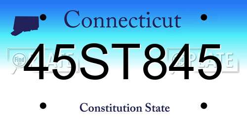 45ST845 Connecticut License Plate