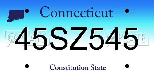 45SZ545 Connecticut License Plate