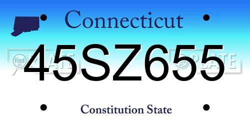 45SZ655 Connecticut License Plate