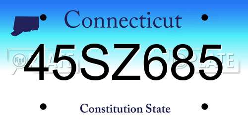 45SZ685 Connecticut License Plate