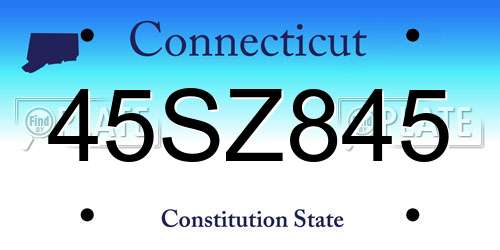 45SZ845 Connecticut License Plate
