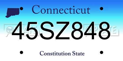 45SZ848 Connecticut License Plate