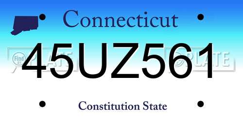 45UZ561 Connecticut License Plate