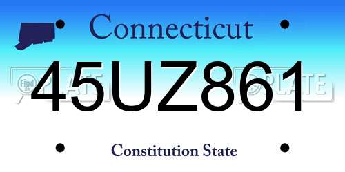 45UZ861 Connecticut License Plate