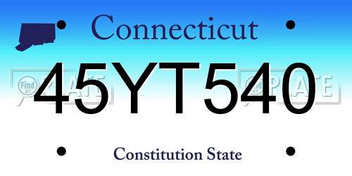 45YT540 Connecticut License Plate